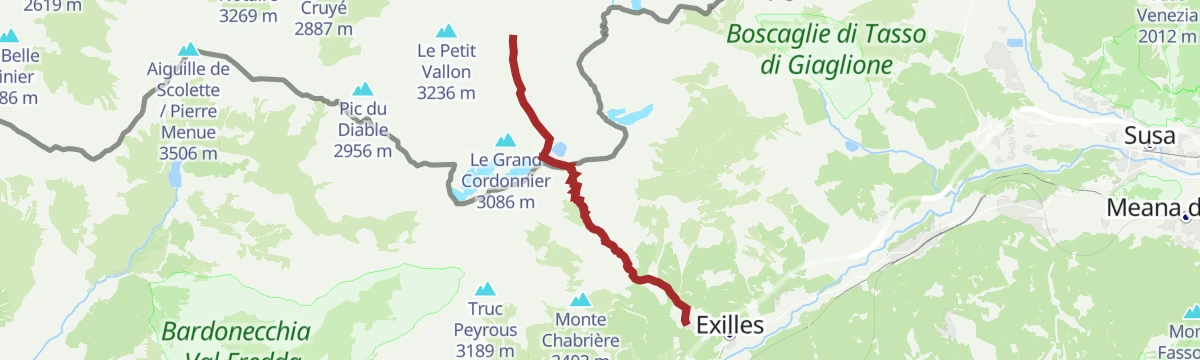 Route map: Tour d'Ambin: Tappa 1 San Colombano